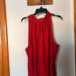 J. Crew Vibrant Red Lace Top